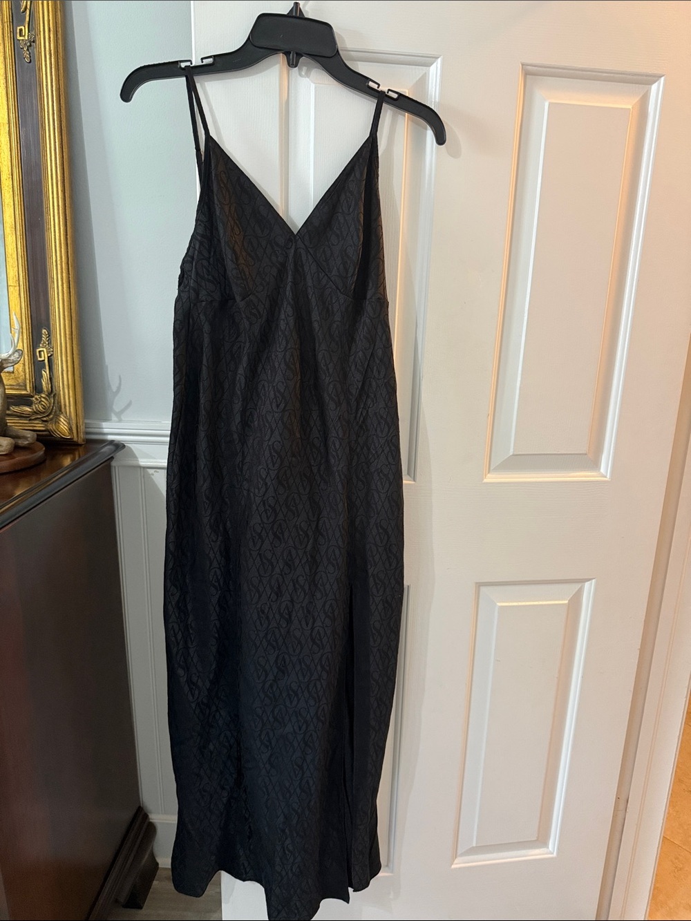 Y2K Victoria's Secret Black Satin Slip with Ladder Back Straps